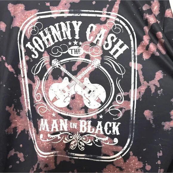 "Man In Black" Graphic Tee 4X Black & Pink Tie-Dye Polyester/Spandex - Picture 2 of 7